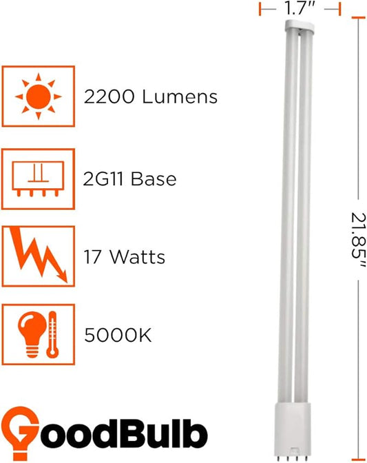 GoodBulb 17 Watt Omni LED PLL Light Bulbs Type B 4 Pin 2G11 Base 4000K Daylight High Output 2200 Lumens Car Dealership Lighting 10 Pack