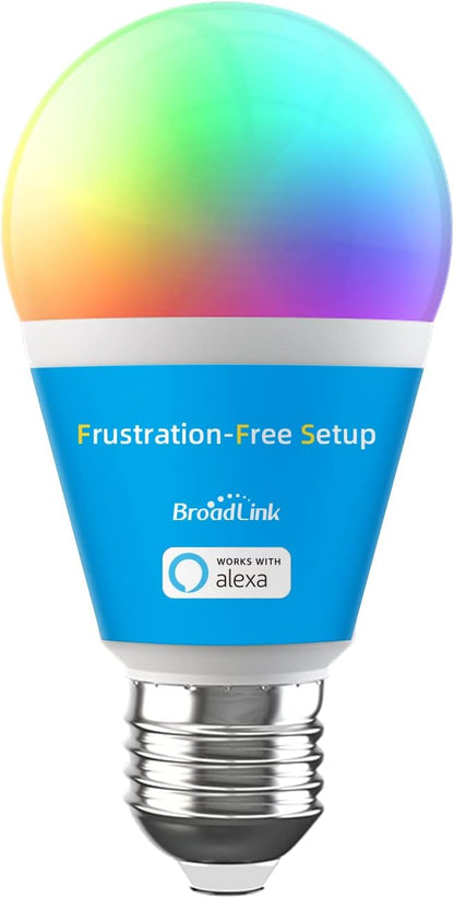 Broadlink Smart Light Bulbs, Frustration-Free Setup (FFS) Works with Alexa Only, BLE Mesh, 9W 800LM Color Changing A19 E26 LED (1-Pack)