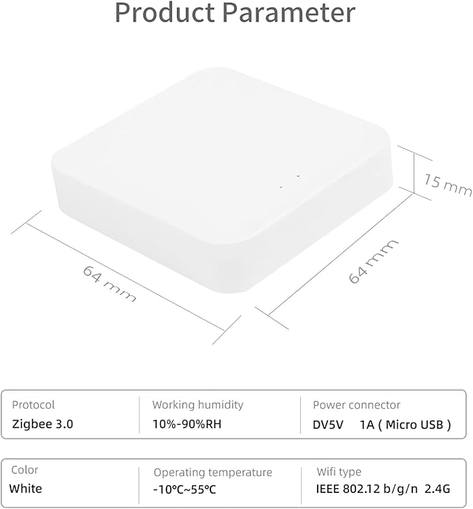 Smart Hub Zigbee 3.0 Hub Gateway: WiFi Smart Home Bridge Wireless Remote Controller, App& Voice Control, Compatible with Alexa/Google Home,Work with All Tuya ZigBee 3.0 Smart Products