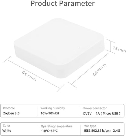 Smart Hub Zigbee 3.0 Hub Gateway: WiFi Smart Home Bridge Wireless Remote Controller, App& Voice Control, Compatible with Alexa/Google Home,Work with All Tuya ZigBee 3.0 Smart Products