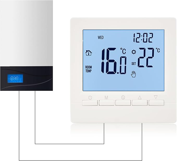 Flylin Week Programmable Thermostat, Digital LCD Display 0-95