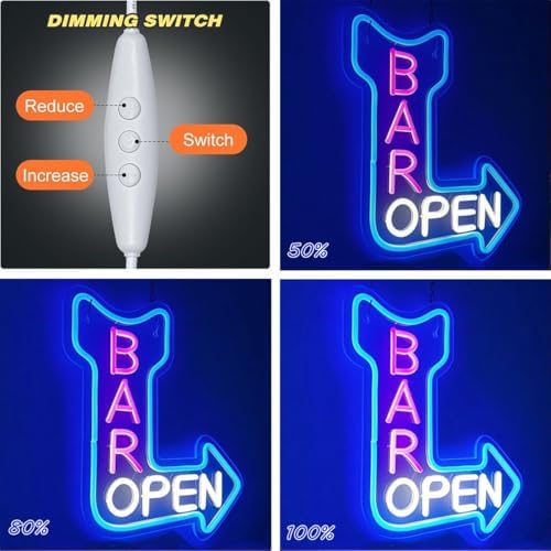 Bar Open Neon Sign Open Arrow Neon Light