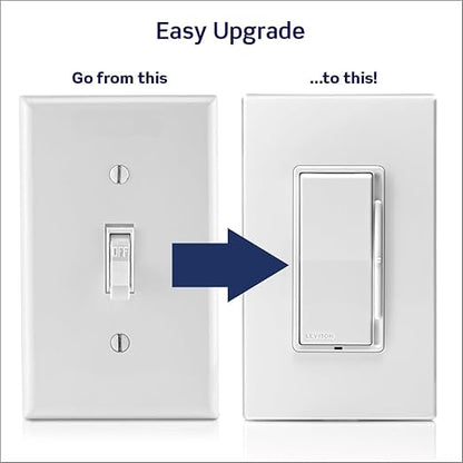 Leviton Decora Slide Dimmer Switch for Dimmable LED, Halogen and Incandescent Bulbs, DSL06-1LZ, White with Ivory and Light Almond Faceplates