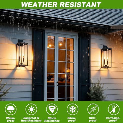 FILIYANO Large 24 Inch Outdoor Wall Light Fixtures, Black, 2-Pack