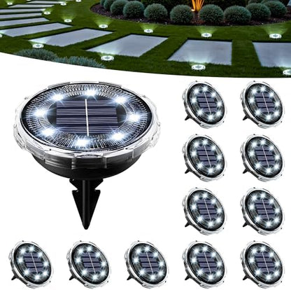SOLPEX Solar Ground Lights Outdoor, Pathway Lights 12 Pack Cool White