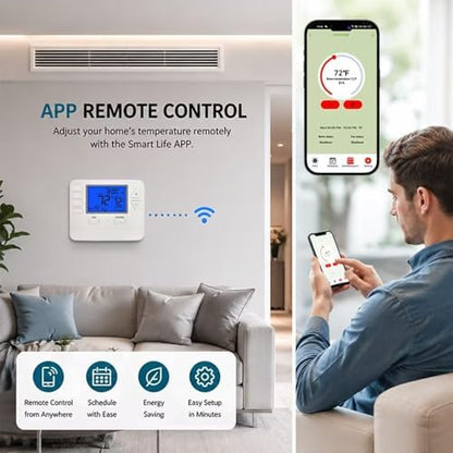 Smart WiFi Thermostat for Home with App Remote Control, Advanced Programmable Regulator for Ultimate Comfort, Supporting 7-Day, 5-1-1 Day, or Non-Programmable Modes.