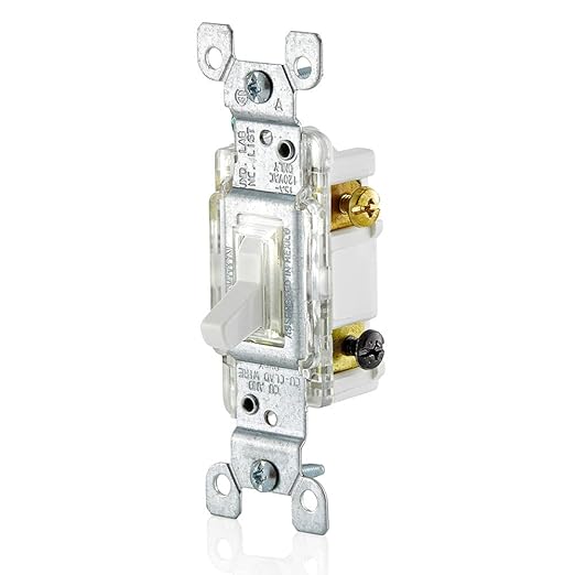 Leviton 15 Amp, 120 Volt, Toggle LED Illuminated 3-Way Switch, Residential Grade, Grounding, L1463-2W, White