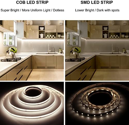 Pandery LED Strip Lights 32.8FT,Dimmable cob led Strip with Adapter and Remote,24V Strip Lights CRI90+ 8mm Wide 3840leds,Natural White 4000K Indoor led Tape,Perfect for Cabinet,Room,Kitchen,TV