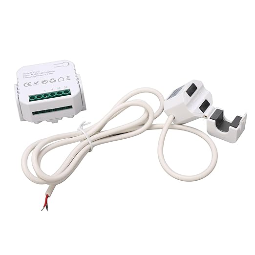 Fafeicy Smart Electricity Meter with Clamp, WiFi Power Consumption Monitor, Energy Management, Remote Control, Overload Protection, White