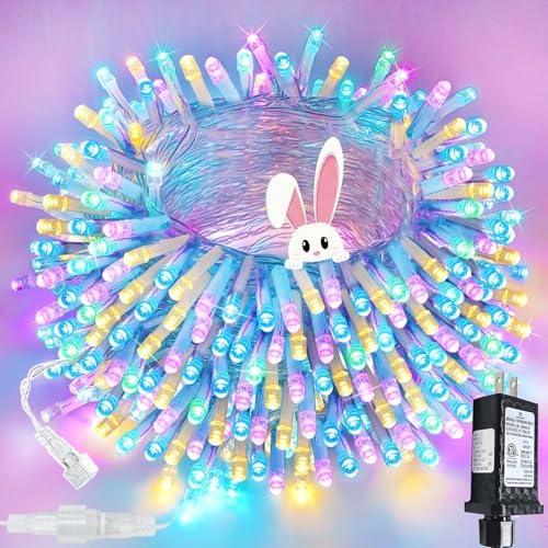 200 LED Connectable String Lights, 66FT Easter Pastel Lights Outdoor Indoor