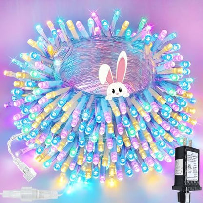 200 LED Connectable String Lights, 66FT Easter Pastel Lights Outdoor Indoor