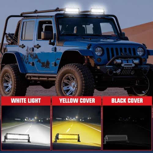 Nilight 13.5 Inch 72 W LED Light Bar with Yellow Black Covers