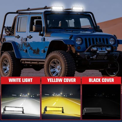 Nilight 13.5 Inch 72 W LED Light Bar with Yellow Black Covers
