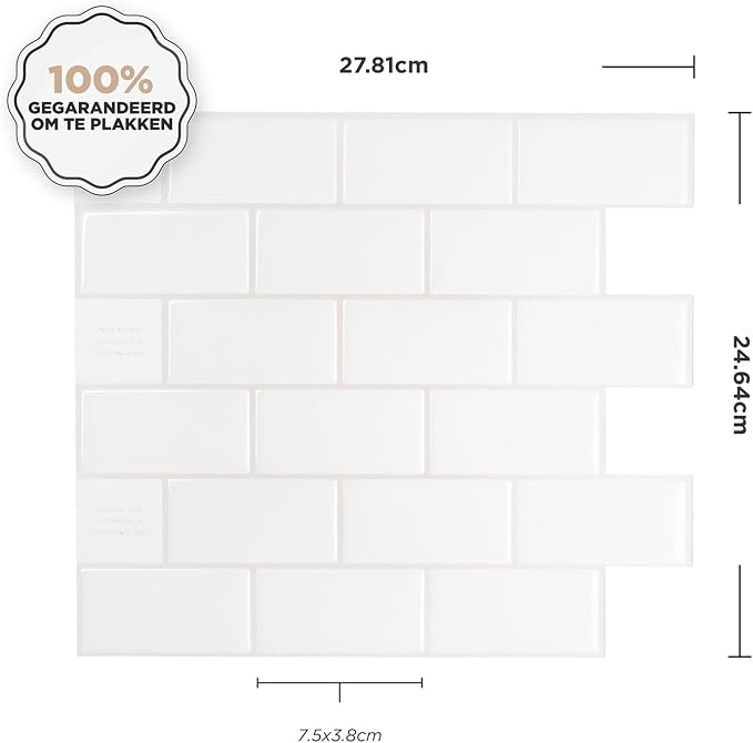 Smart Tiles Peel and Stick backsplash, Subway Soft White, 10.95"x9.7" | Pack of 10 (6.3 sq ft), Glossy, Heat/Moisture Resistant, Low VOC, Kitchen/Bathroom, Renter Friendly, Made in Canada