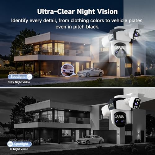 VSTARCAM 4-Lens Security Cameras Wireless Outdoor, 4-in-1 Multi-View 2K 360° PTZ Plug-in WiFi Camera, 10X Hybrid Zoom, AI Motion Tracking, IP66, Color Night Vision for Driveways & Front Doors