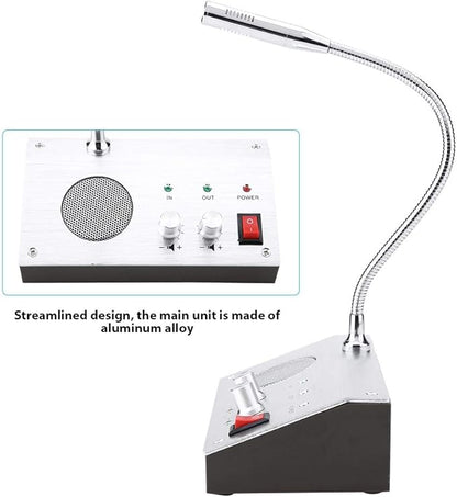 Dual Way Window Intercom System with Mic & Speaker, Automatic Two-Way Counter Intercom for Glass Windows, Drive Thru Communication Speaker for Bank Office Store Hospital Bus Station Security Counter