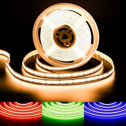 RGBW COB LED Strip Light 20ft RGB+2700K 12V Color Changing UL-Listed LED Light Strip Multicolored Flexible RGB Lights for Party Decoration Home DIY Lighting Projects(NO Adapter or Controller)