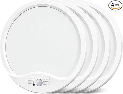 zemty 4Pack 12inch Motion Sensor Ceiling Lights Wired, 24W 2400lm 3CCT/3 Mode/30-120s Timer, Bright White LED Flush Mount Light Fixture Motion Activated for Closet Pantry Hallways Stairwells Garage