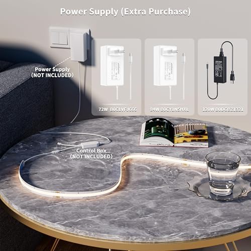 MIWISE CCT COB LED Strip Light Tunable White,20ft/6.1m Dimmable 2700K-6500K CRI90+ 24V LED Tape Light,for Under Cabinet Bedroom Kitchen DIY Lighting(Power Supply & Controller NOT Included)