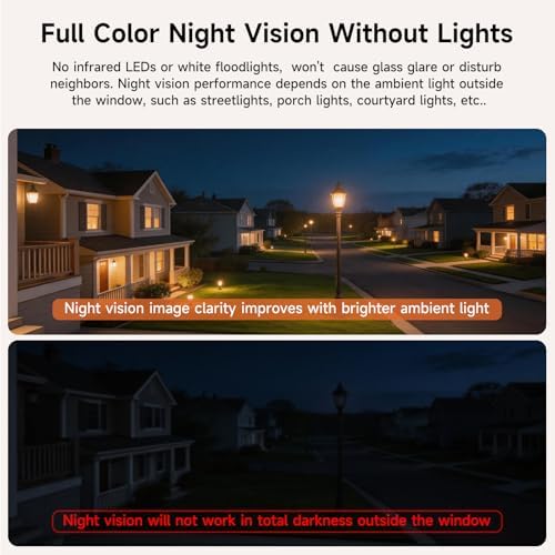 4MP 2.5K Wireless Window Camera, Rechargeable Indoor HD Home Security Camera, 2.4GHz WiFi, Full Color Night Vision, AI Motion Detection, Anti-Glare, No Wiring, Static Cling Mount No Residue