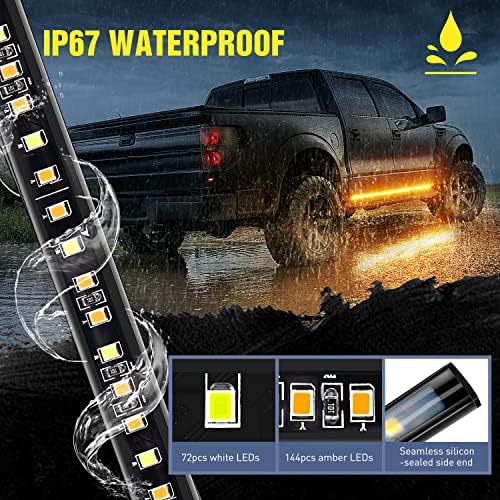 Nilight Truck LED Running Board Lights 2PCS 70 Inch LED Side Maker Light with 216 LEDs White Courtesy Light & Sequential Amber Turn Signal Lighting Strips for Extended & Crew Cab Trucks Pickup