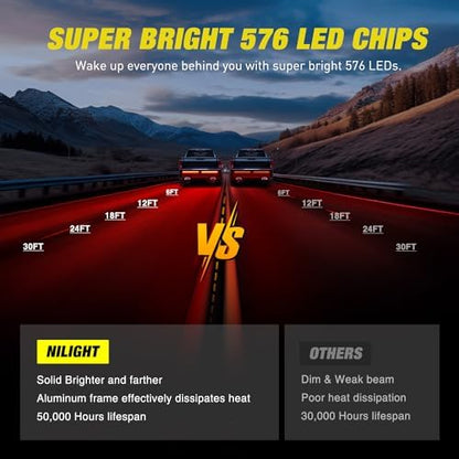 Nilight Truck Tailgate Light 56" Aluminum Frame Triple Row 576LED Strip