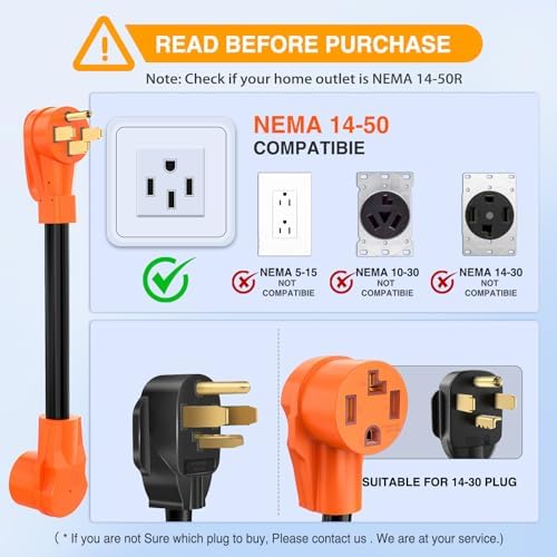 Nilight EV Dryer Charger Adapter Cord 50Amp to 30Amp 10 Gauge 14-50P 14-30R