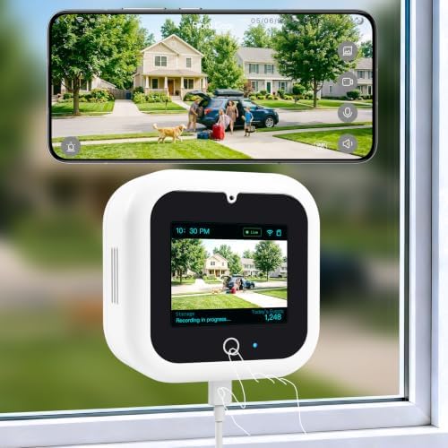 3K 5MP Window Camera with Touch Screen, Home Indoor Security Camera, AI Color Night Vision, Dual-Band 2.4/5GHz WiFi, Motion Detection, Two-Way Audio, 24/7 Recording, Alexa & Google Assistant