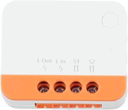 For ZIGBEE Smart Light Switch Module ZBMINI L2 No Neutral Wire Required 2-Way Control 100-240V 6A For Rocker/Push Buttons For DIY Home Automation, White