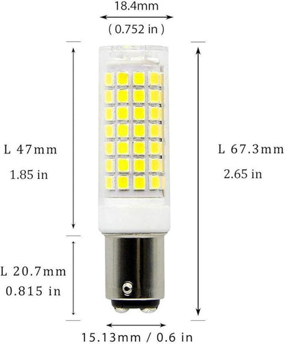 Ba15d LED Light Bulbs Dimmable Double Contact Bayonet Base, AC110V 8W Ba15d LED Bulb 75W JD Type T3/T4 Halogen Bulbs Equivalent Daylight White 6000K, Dimmable Sewing Machine Lamp(2-Pack)