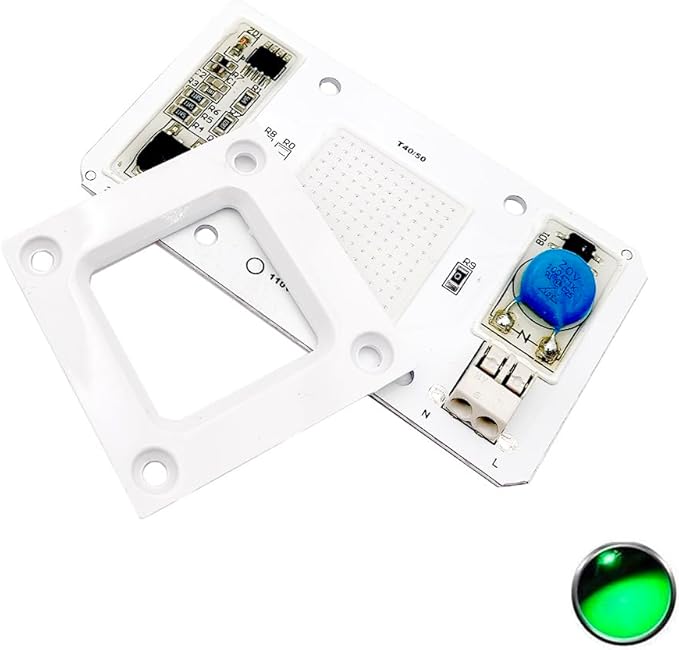 LED 50W COB Chip Bulbs AC 110V 220V Integrated Smart IC Driver Cool White Warm White Red Green Blue UV Pink Full Spectrum (Green 525nm, AC 110V (US))