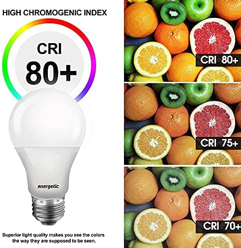 Energetic 60W Equivalent, A19 LED Light Bulb, 5000K Daylight, E26 Medium Base, Non-Dimmable LED Light Bulb 8W 760lm, ETL Listed, 6 Pack