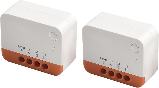 for Zigbee 3.0 Two-Way Relay Smart Switch Module No Neutral Wire Required APP and Voice Control for ZBMINI-L2 for Stair Lights and Scene Automation Supports External Rocker (2PCS)