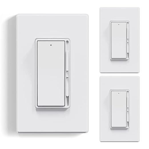 ELEGRP Digital Dimmer Light Switch for 300W Dimmable LED/CFL Lights and 600W Incandescent/Halogen, Single Pole/3-Way LED Slide Dimmer Light Switch, Wall Plate Included, UL Listed, 3 Pack, Matte White