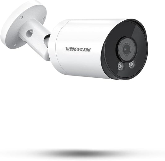 VIKYLIN 5MP Bullet PoE IP Camera Outdoor, 5MP Bullet Security Camera with Human Vehicle Detection, 2.8mm Lens, 98ft IR Night Vision, Built-in Mic, MicroSD 256GB,WDR, IP67, Blue Iris, NDAA Compliant