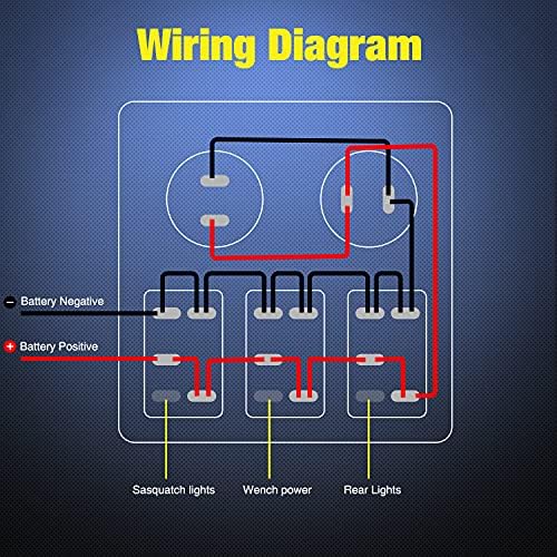 Nilight 3 Gang Rocker Switch Panel 5PIN On Off Laser Pattern Toggle | SPST 12V/20A 24V/10A Dual USB Charger LED Voltmeter Pre-Wired for Rear Rock Sasquatch Lights RV Boats 4X4 Blue