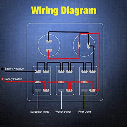 Nilight 3 Gang Rocker Switch Panel 5PIN On Off Laser Pattern Toggle | SPST 12V/20A 24V/10A Dual USB Charger LED Voltmeter Pre-Wired for Rear Rock Sasquatch Lights RV Boats 4X4 Blue