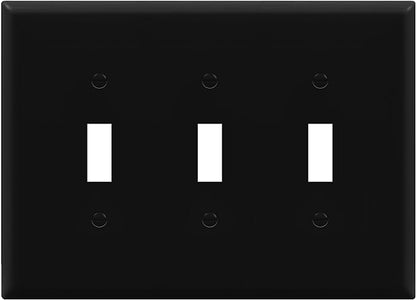 ENERLITES Triple Light Switch Wall Plate, Toggle Switch Plate, Gloss Finish, 3-Gang Mid-Size 4.88" x 6.77", Unbreakable Polycarbonate Thermoplastic, UL Listed, 8813M-BK, Black