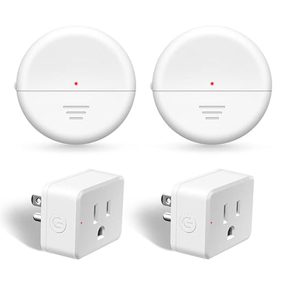 NineLeaf Wireless Motion Sensors Plug, PIR Sensor Outlet with Timer Setting to Auto Turn On/Off, Adjustable Detection Range, 15A/1500W Remote Control Plug for Christmas Lights, Fans(2Sensor 2Plugs)
