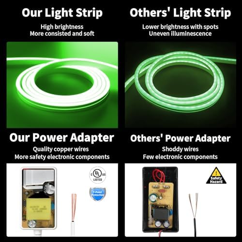 iNextStation Green LED Light Strip 16.4FT LED Rope Lights (with DC12V Plug)