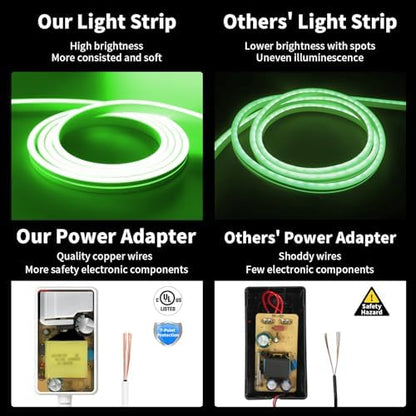 iNextStation Green LED Light Strip 16.4FT LED Rope Lights (with DC12V Plug)