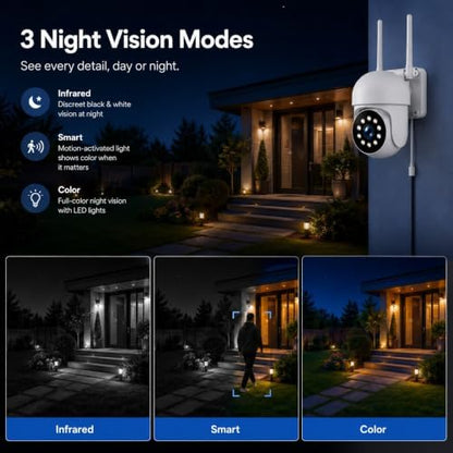 Camcamp Security Camera Wireless Outdoor, 1080P PTZ WiFi with Auto Tracking