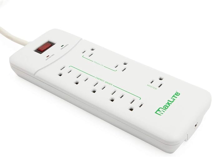MaxLite Advanced Power Strip with 8 RECEPTACLES and 1350 Joules of Surge Protection,White,APS-8/1350J