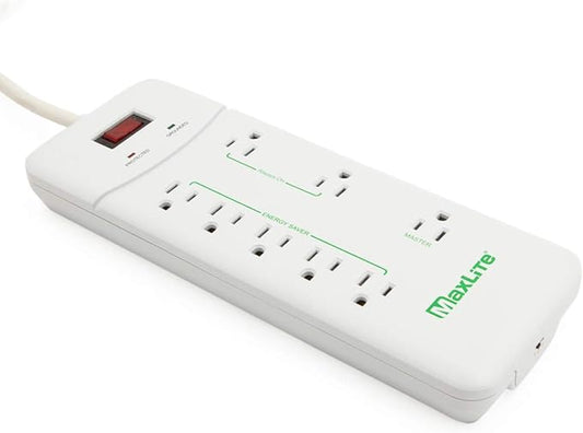 MaxLite Advanced Power Strip with 8 RECEPTACLES and 1350 Joules of Surge Protection,White,APS-8/1350J