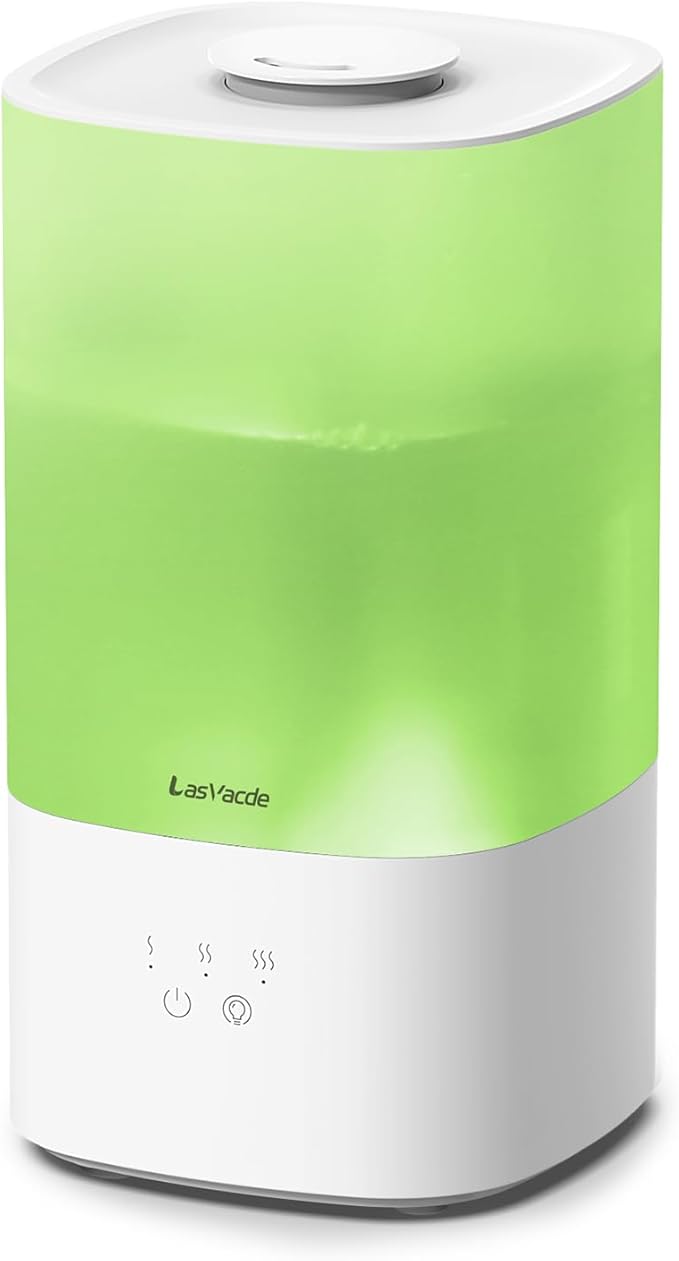 2.5L Humidifiers for Bedroom, Top Fill Cool Mist Humidifiers for Large Room, Easy to Fill & Clean, 30H Runtime, 28dB Quiet Air Humidifier for Plants, Baby Nursery with Night Light