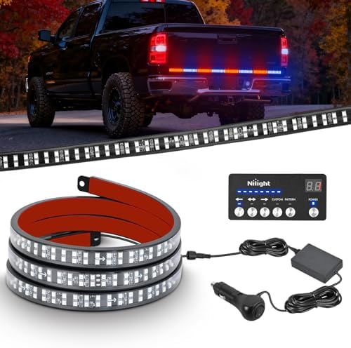Nilight 60 Inch Emergency Strobe Light Strips with Controller Red Blue