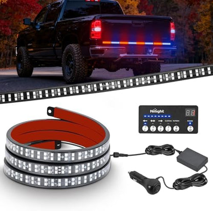 Nilight 60 Inch Emergency Strobe Light Strips with Controller Red Blue