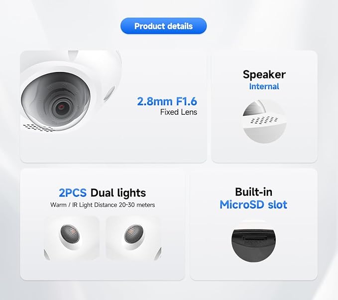 Marquis 4K 8MP PoE IP Vandal Dome PoE IP Camera Outdoor, 2.8mm Wide Angle 105° Fov, 98ft Night Vision, H.265, Compatible with NVR, Blue Iris Through ONVlF Protocol