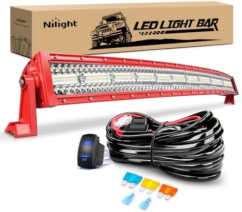 Nilight LED Light Bar 42 Inch with Wiring Kit on Truck SUV UTV, Red Shell
