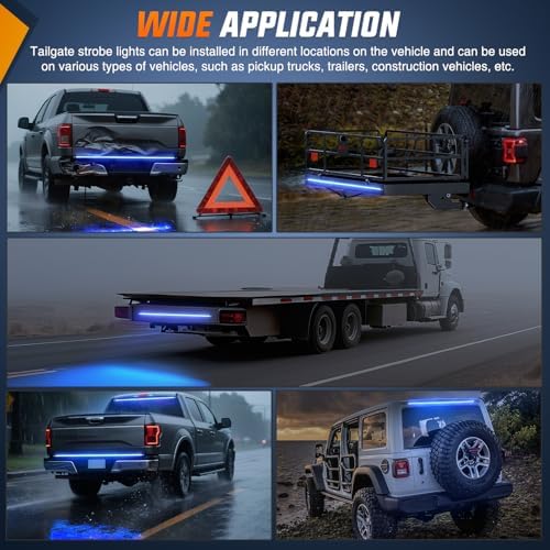 Nilight 60 Inch 360 LED Tailgate Strobe Light Strip Blue